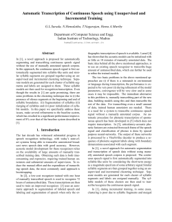 Automatic Transcription of Continuous Speech using