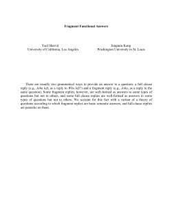 Fragment Functional Answers Yael Sharvit Jungmin Kang University