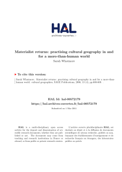 Materialist returns: practising cultural geography in and for a