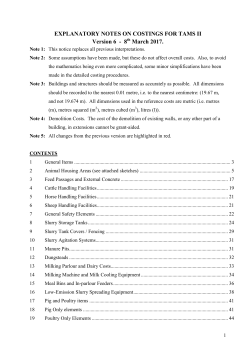 EXPLANATORY NOTES ON COSTINGS FOR TAMS II Version 6