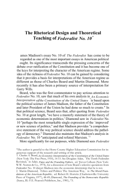 The Rhetorical Design and Theoretical Teaching of Federalist No. 10