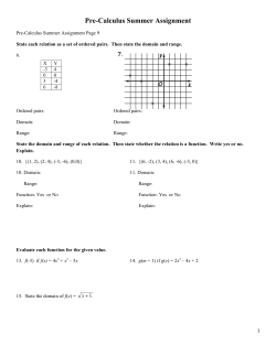 Pre-Calculus Summer Assignment