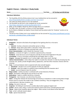 English 2 Honors - Collection 1 Study Guide