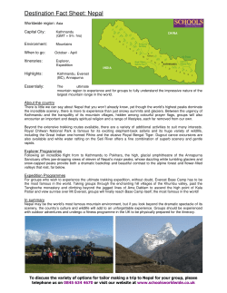 Destination Fact Sheet: Nepal