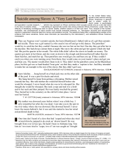 Suicide among Slaves - National Humanities Center