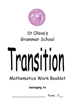 Maths Summer Work 2016/17 - St. Olave`s Grammar School