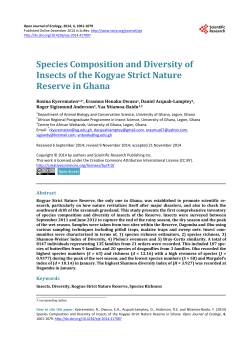 Species Composition and Diversity of Insects of the Kogyae Strict