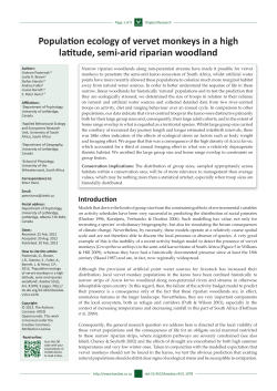 Population ecology of vervet monkeys in a high latitude, semi