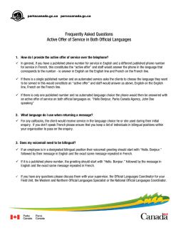 Frequently Asked Questions Active Offer of Service in Both Official