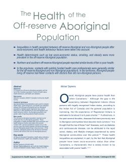 Health of the off-reserve Aboriginal population