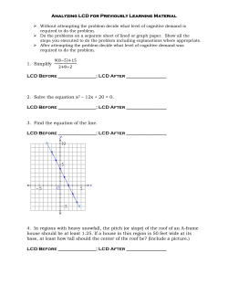Analyzing LCD for Previously Learning Material 1. Simplify 9(8&minus;5)+