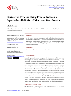 Derivative Process Using Fractal Indices k Equals One