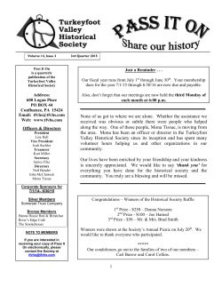 Q3 2015 - Turkeyfoot Valley Historical Society