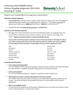 University School Middle School Summer Reading Assignment
