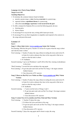 Lesson Plan: Language Arts: Poetry/Song: Ballads