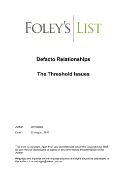 Defacto Relationships - Threshold Issues