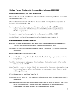 Michael Phayer, `The Catholic Church and the Holocaust, 1930