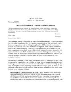 President Obama`s Plan for Early Education for all Americans