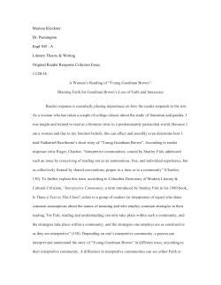 First Revision: Reader Response Essay