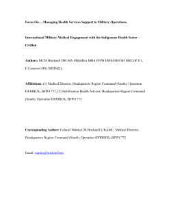 Focus On&hellip;.Managing Health Services Support to Military