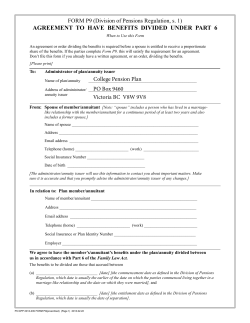 agreement to have benefits divided under part 6