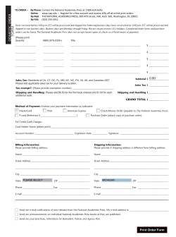 M01508 NAP Catalog order form - The National Academies Press