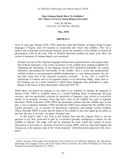 Does Gokana Really Have No Syllables? (Or: What`s So Great