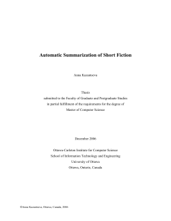 Automatic Summarization of Short Fiction