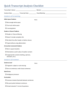 Transcript Analysis Checklist