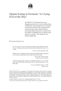 Opium Eating in Vermont - Vermont Historical Society