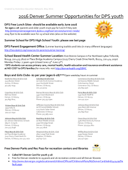 2016 Denver Summer Opportunities for DPS youth