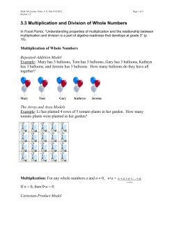 3.3 Multiplication and Division of Whole Numbers