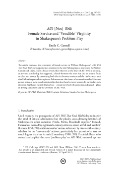 All`s [Not] Well: Female Service and `Vendible` Virginity
