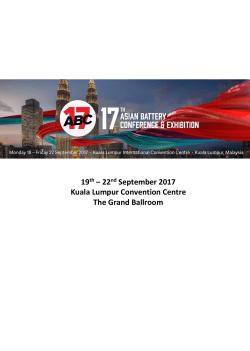 19th &ndash; 22nd September 2017 Kuala Lumpur Convention Centre The