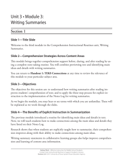 Unit 3 • Module 3: Writing Summaries