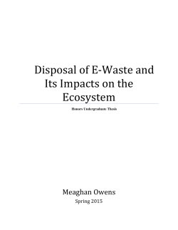 Disposal of E-‐Waste and Its Impacts on the Ecosystem