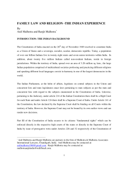 family law and religion -the indian experience