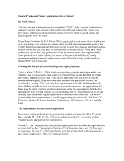 Should provisional patent applications include claims