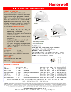 honeywell hard hat range - Honeywell Safety Products