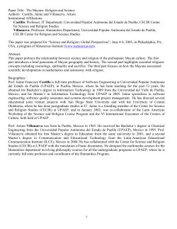 1 Paper Title: The Mayans: Religion and Science Authors: Castillo