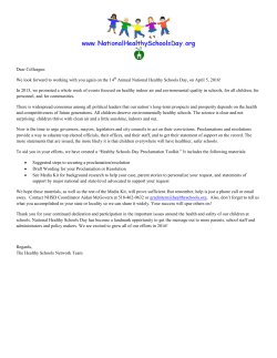 Model Proclamation/Resolution - National Healthy Schools Day