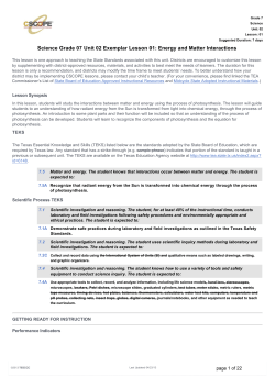 Science Grade 07 Unit 02 Exemplar Lesson 01: Energy and Matter