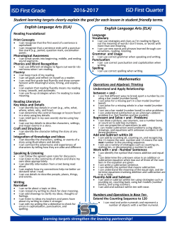 ISD First Quarter ISD First Grade 2016-2017