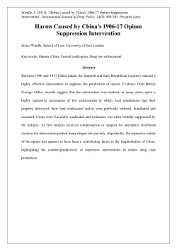Harms Caused by China`s 1906-17 Opium Suppression Intervention
