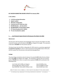 BC CHICKEN MARKETING BOARD UPDATE for January 2016