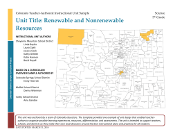 Unit Title: Renewable and Nonrenewable Resources