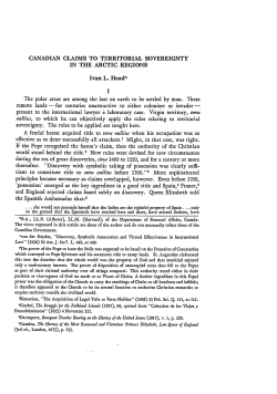 Canadian Claims to Territorial Sovereignty in the Arctic Regions