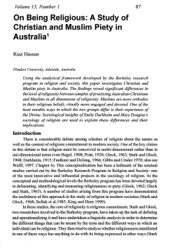 On Being Religious: A Study of Christian and Muslim Piety in
