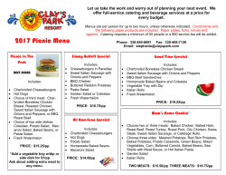 2017 Picnic Menu - Clay`s Park Resort
