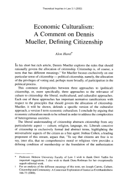 Economic Culturalism: Mueller, Defining Citizenship